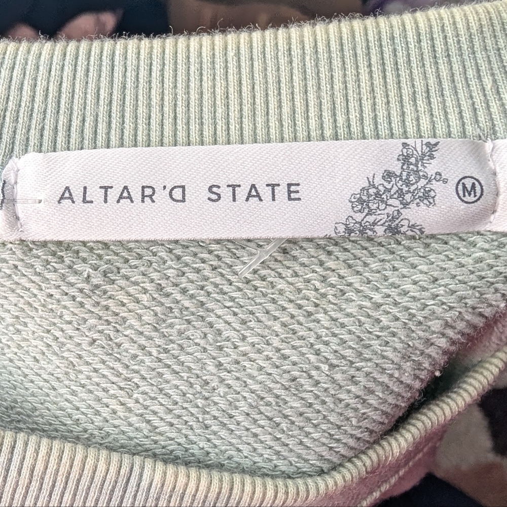 Altar'd State Kaia Crochet Flutter Sleeve Top in Green Sage | Size M - Picture 4 of 5